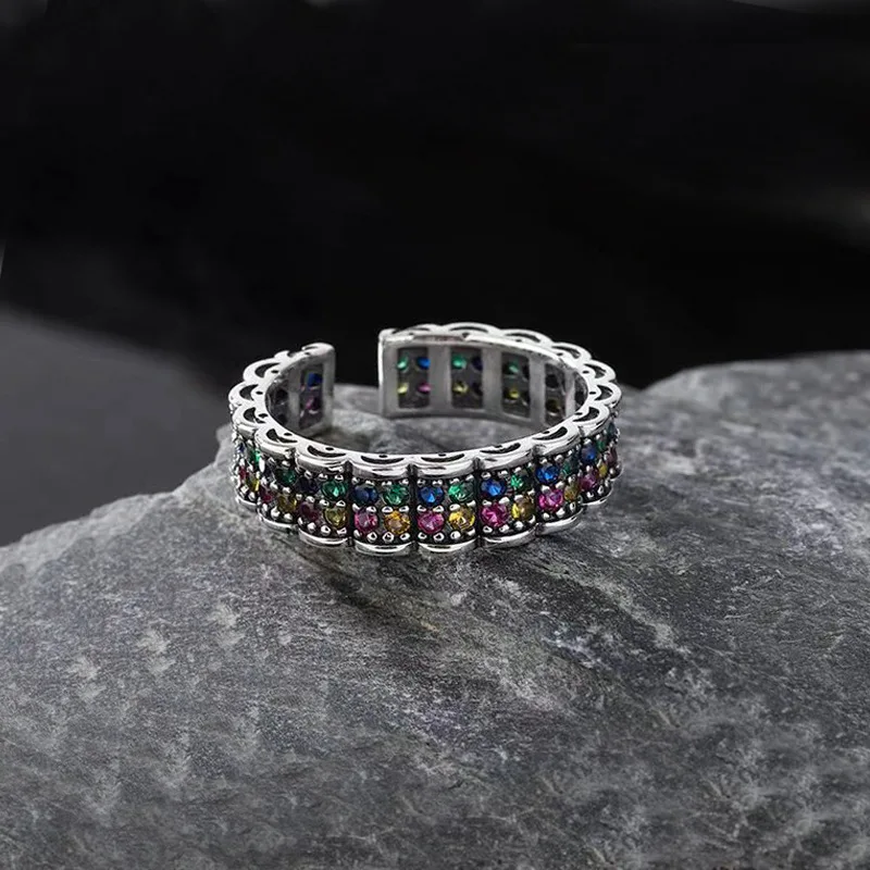 

Новое поступление модные красочные блестящие серебряные женские кольца с кристаллами тайские ювелирные изделия для женщин Подарки на помо...