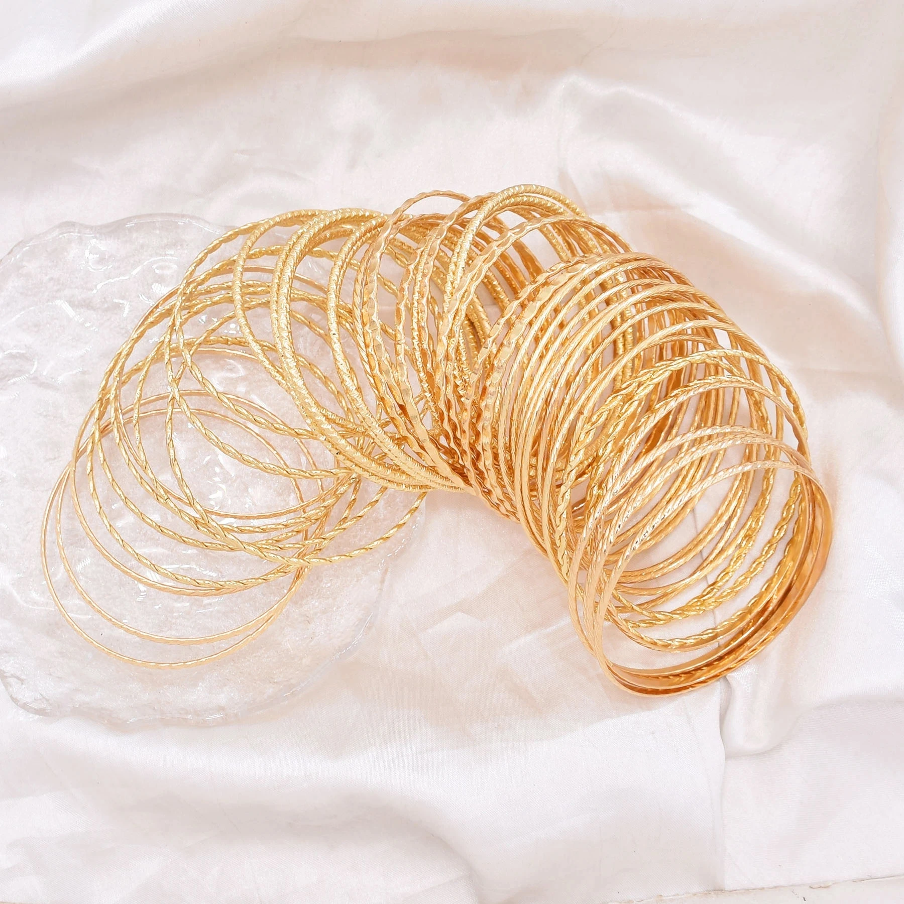 50 шт./комплект женские золотые браслеты