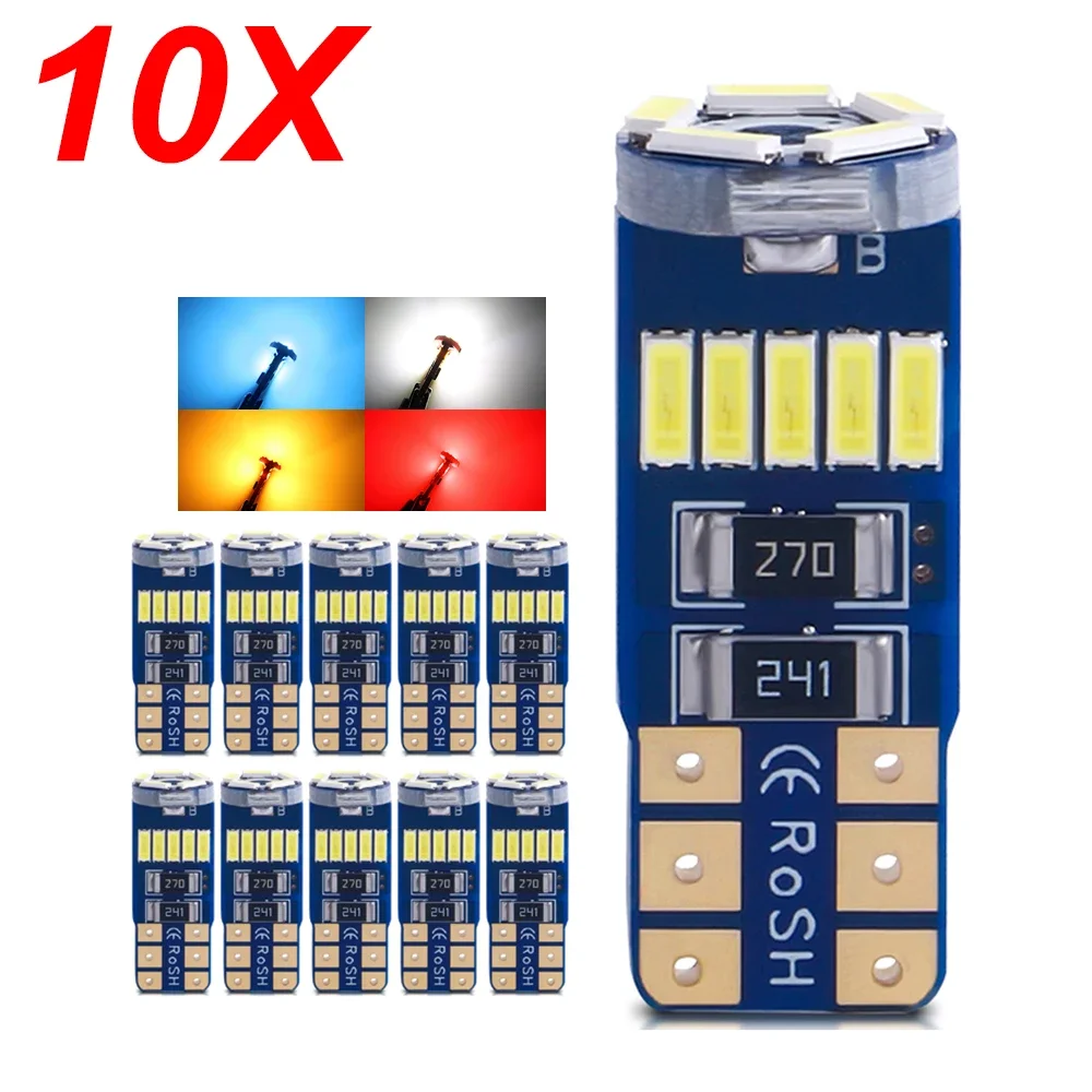 10 шт. T10 W5W Canbus лампы 194 светодиодные 4014 SMD 15 белого цвета без ошибок автомобиля авто