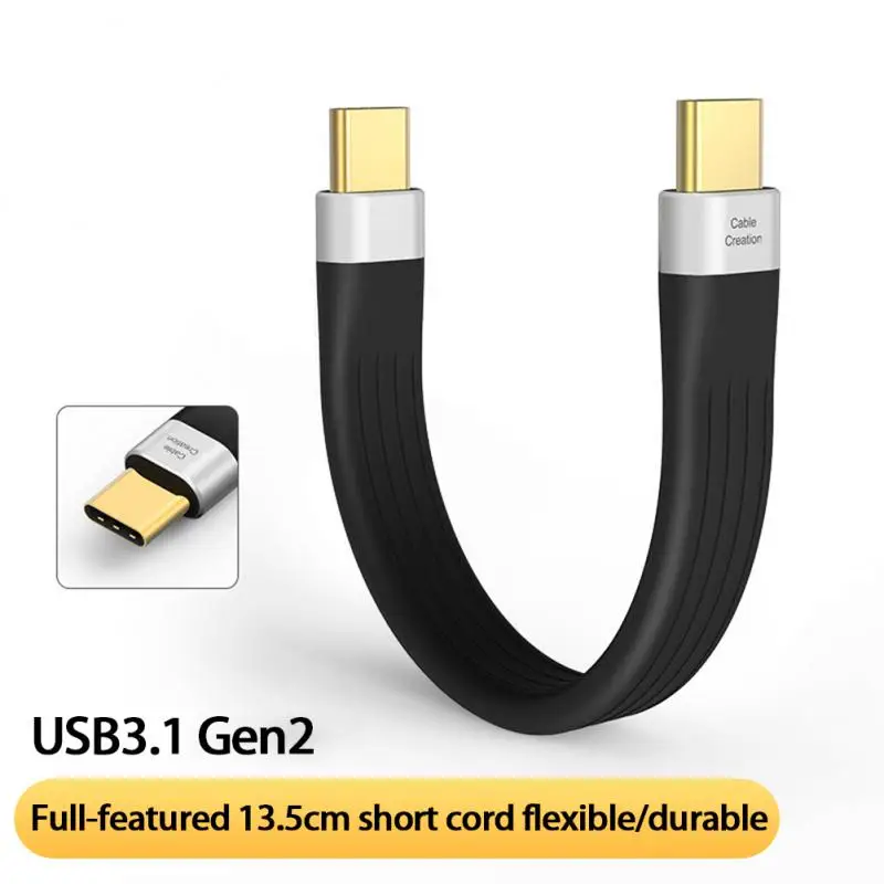 

For Huawei Xiaomi Mobile Phone Type-C Charging Cable 3A FPC TPE 5Gbps Flexible Ultra-Short Portable Fast Charging Data Cable