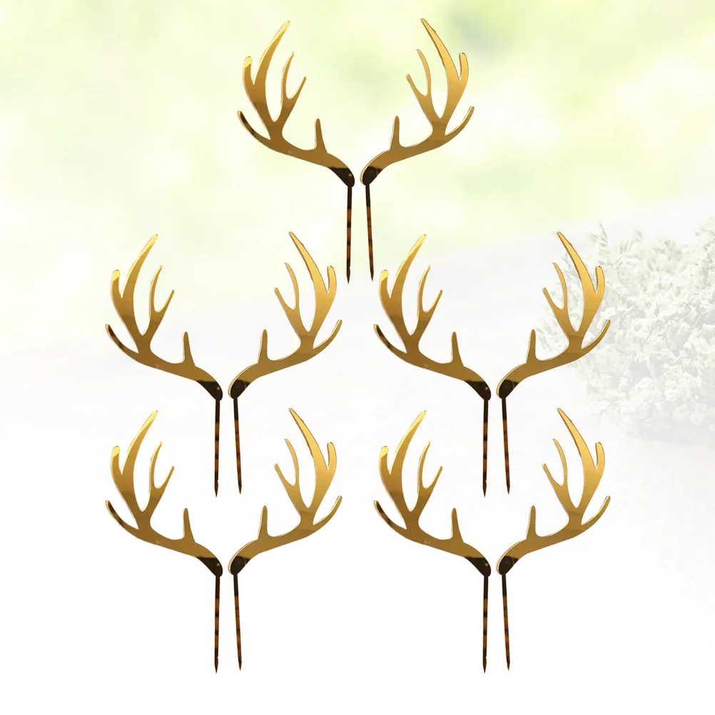 

Christmas Toppers Cupcakecakes Picks Deer Wedding Decorationelk Antler Antlers Reindeer Dessert Party Rustic Holidaysupplies