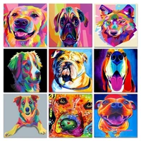 gatyztory paint by numbers colorful dog wall art on canvas unique gift drawing coloring by numbers animal childrens room decor