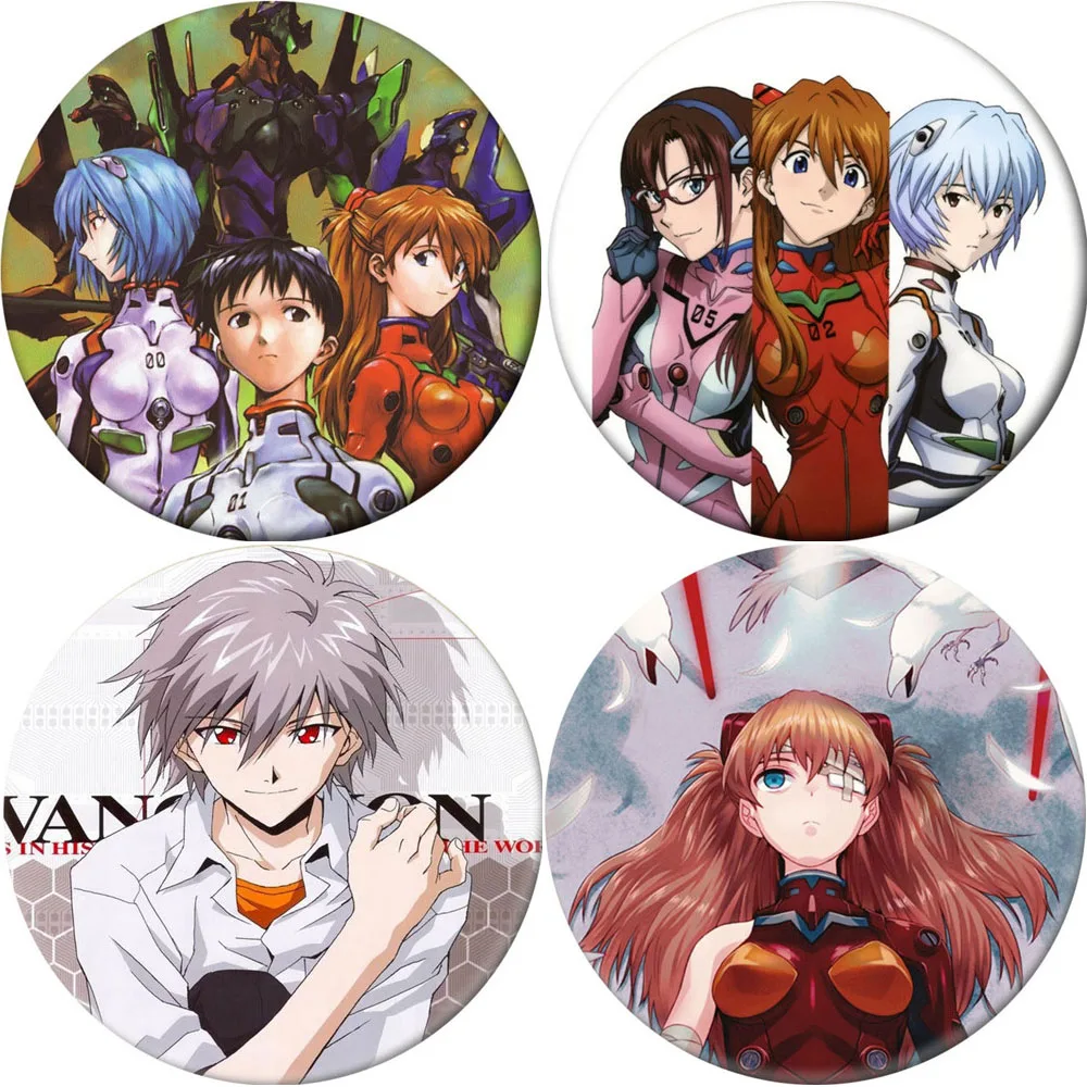 EVA Anime Icon 58mm Brooch Pins Breastpin Badge Ikari Rei Shinji Asuka Nagisa Ayanami Kaworu Cartoon Jewelry Gift