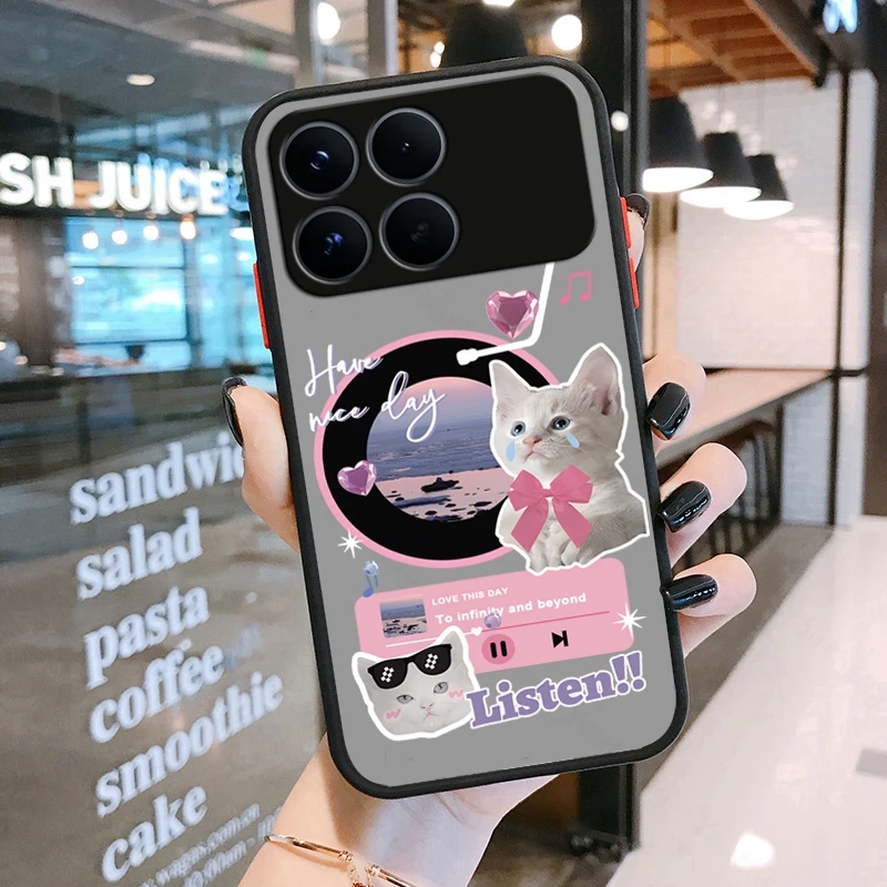 Фото Чехол для Xiaomi POCO F8 Pro с уникальным дизайном «Котик и любовь», матовый силиконовый противоударный чехол-накладка для POCO F8 Pro, F8 Ultra, F7 №2