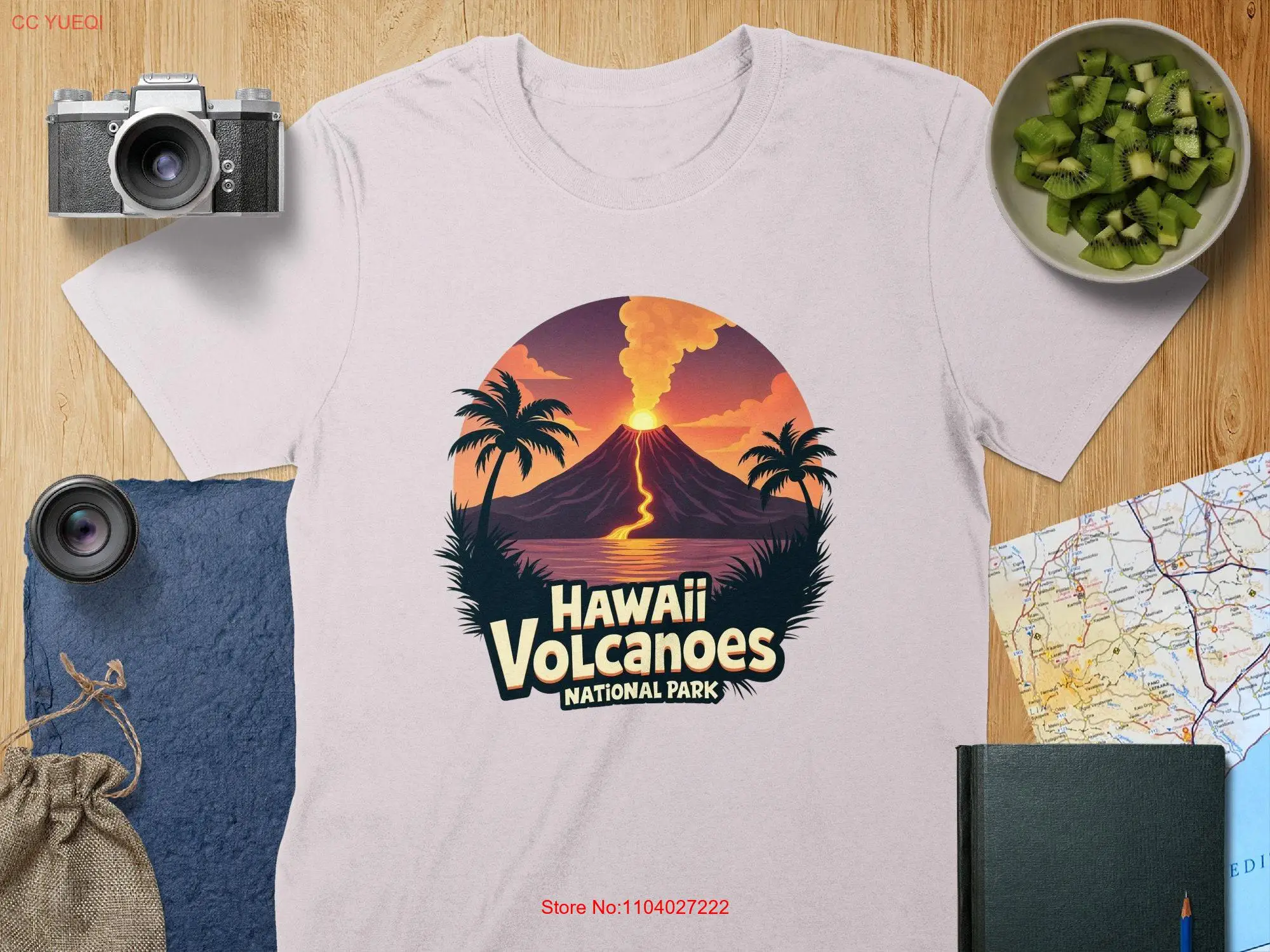 Футболка Hawaii Volcanoes National Park Retro Volcano Eruption Outdoor Nature с длинными или короткими рукавами