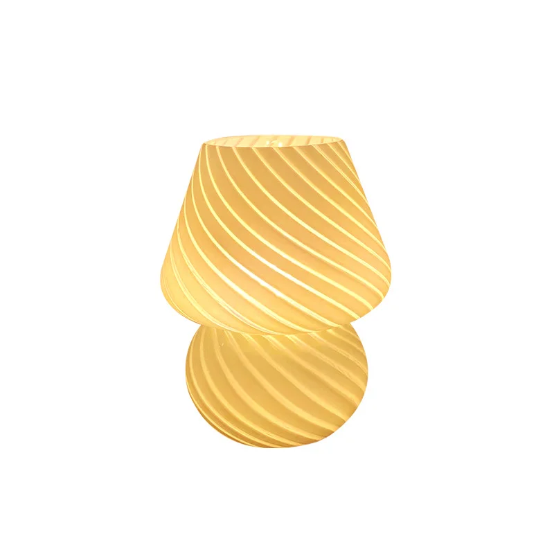 

Стеклянная настольная лампа в виде грибов для украшения комнаты, лампа E27 с матовым/полосатым стеклом и регулируемой яркостью, с вилкой USB, EU, US, UK, AU, винтажная прикроватная лампа