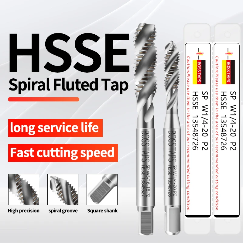 ЛЕНТЫ BOSS HSSE-M35 Стандартный спиральный рифленый метчик JIS W 1/8 5/32 3/16 7/32 1/4 5/16 3/8 7/16 1/2 5/8
