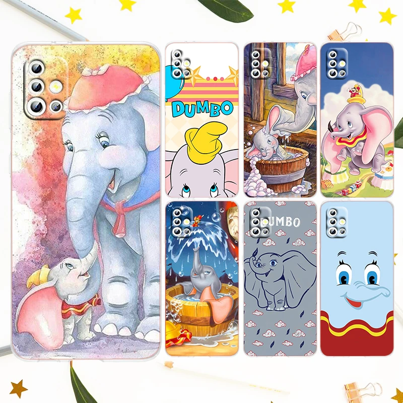 

Disney Cartoon Cute Dumbo Phone Case For Samsung A73 A72 A71 A53 A52 A51 A42 A33 A32 A23 A22 A21S A13 A04 A03 5G Transparent