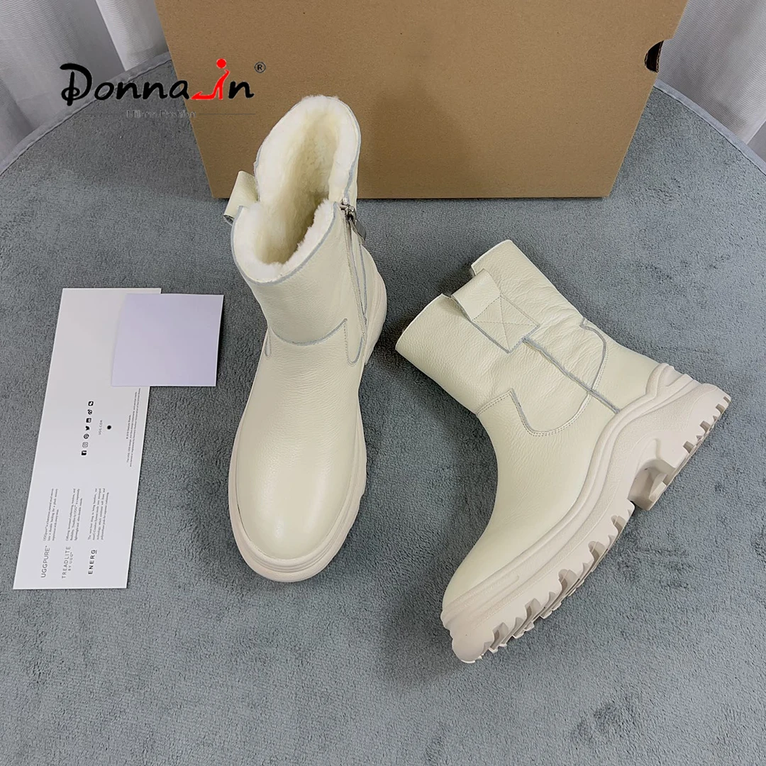 

Donna-in/зимние женские ботинки; Роскошные теплые шерстяные ботильоны на меху из овечьей кожи; Водонепроницаемая женская обувь на платформе на молнии
