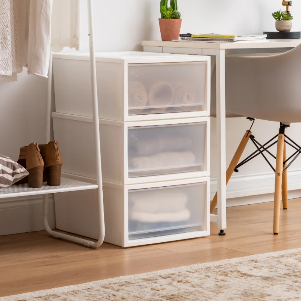 

Box Chest Drawer, White, Set of 3 Storage Drawers Boxes Filing Cabinets