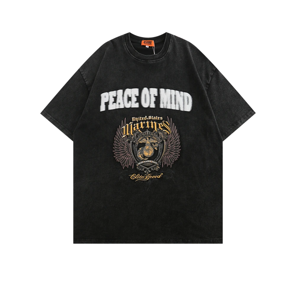 

2022 Men T Shirt Hip Hop Streetwear Letter Badge Print Vintage Short Sleeve Tops Tees Summer Harajuku Oversized Cotton T Shirts