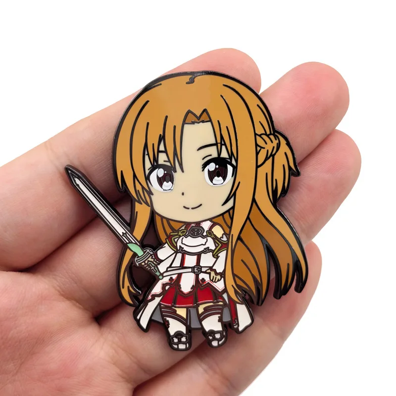 Фото Аниме Sword Art Online Металлические значки Кирито Асуна Булавки Манга SAO Броши Рюкзак Сумка Одежда Лацкан ACG Косплей Игрушка Подарочный Декор №3