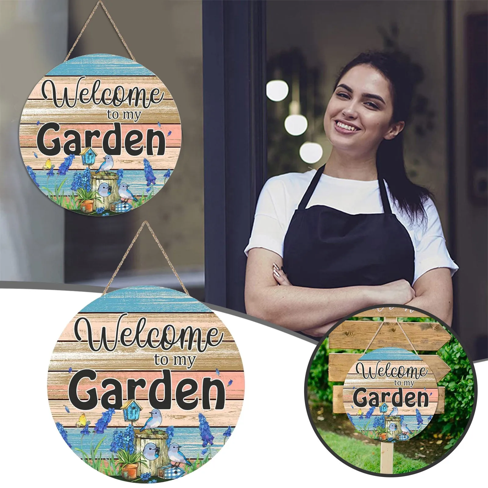 

Rural Garden Decoration Logo Welcome To My Garden Wooden Listing Circular Room Door Wall Porch Welcome Sign Tall Wooden