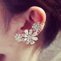 fashion gemstone flower ear clip alloy earring clip stud earrings for women party wholesale jewelry gothic accessories gifts