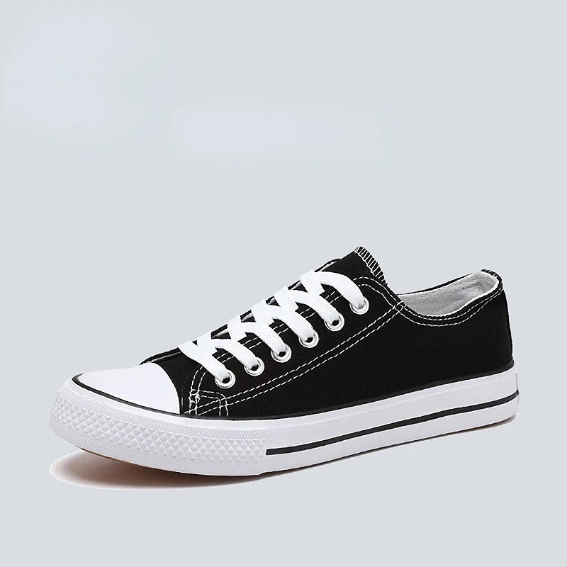 Shoes For Women Low-Top Vulcanized Canvas Platform Sneakers Black Flats Tennis Female Classic Student Small Couples Skateboard