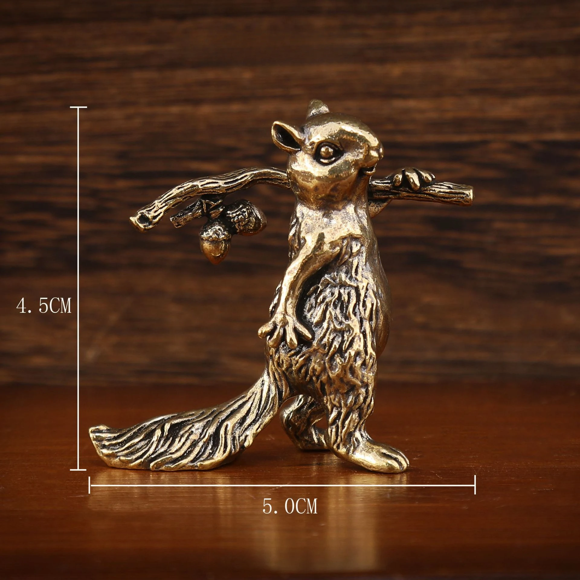 

Латунные мини-фигурки животных, милая статуя белки, маленький орнамент, ретро украшение для домашнего стола, брелок «сделай сам», подвесные аксессуары