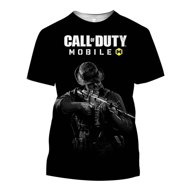 3D Print T Shirt For Men Call Of Duty FPS Shooting Game Oversized Short Sleeve Tops Fashion O-neck Pullover War Style Streetwear