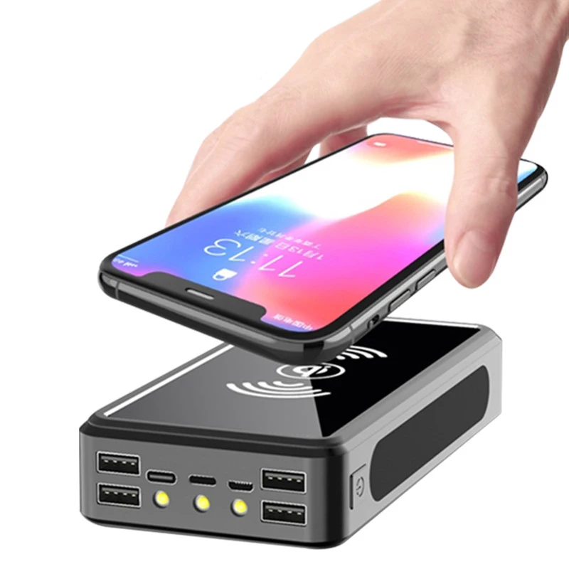 80000mAh Solar Wireless Power Bank 4 USB Fast Charging External Battery LED Portable Mobile Phone Charger for IPhone Xiaomi