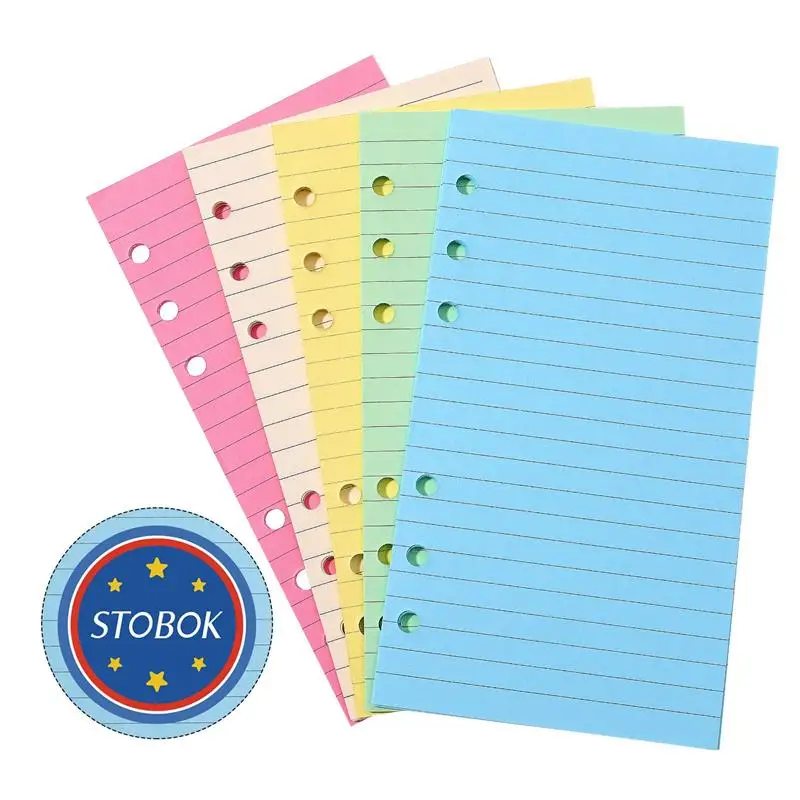 

STOBOK 50 Pages A6 Colorful 6-Hole Ruled Loose Leaf Paper Loose Leaf Planner Note Book Filler Paper
