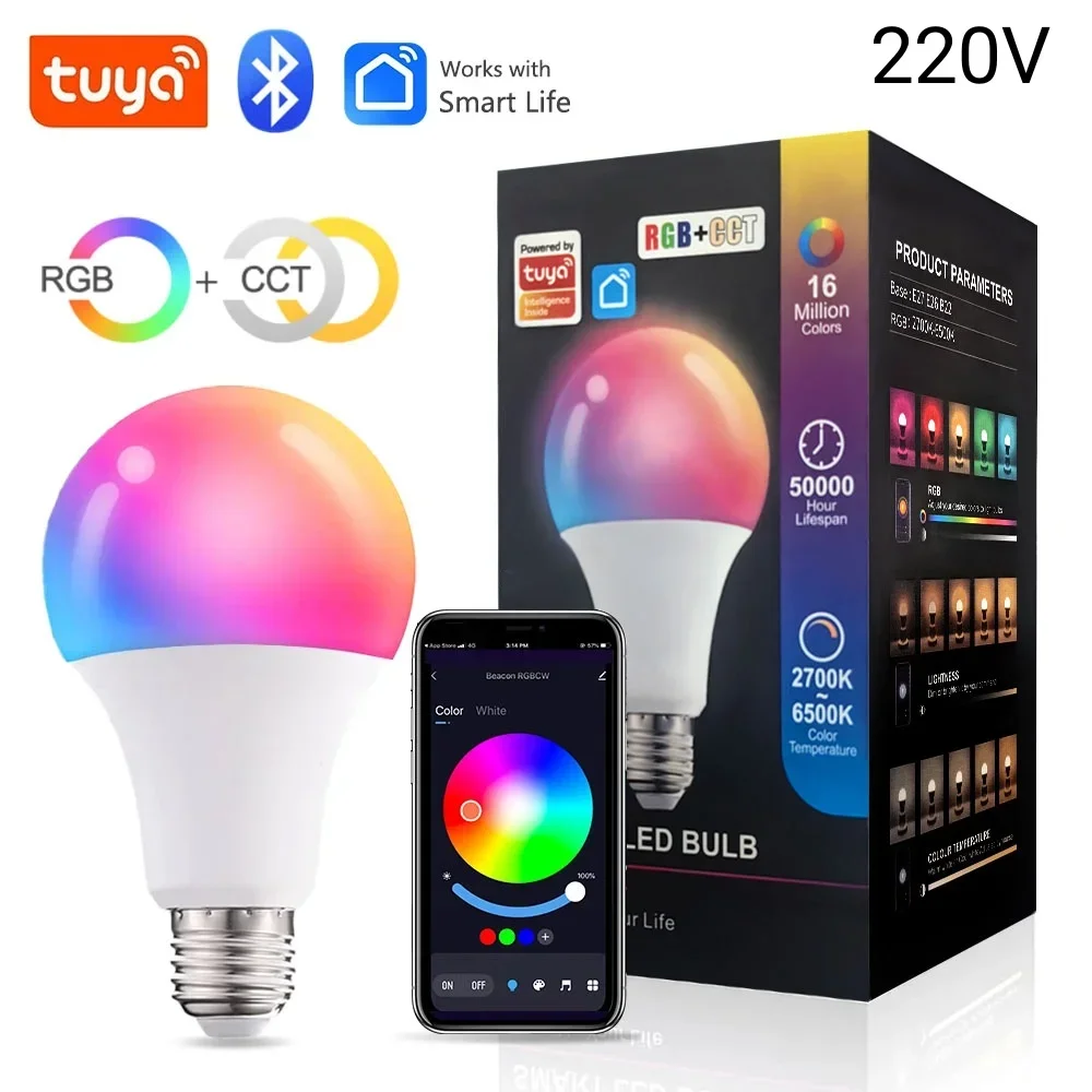 

GGBEE Bluetooth RGB Светодиодная лампа E27 9W