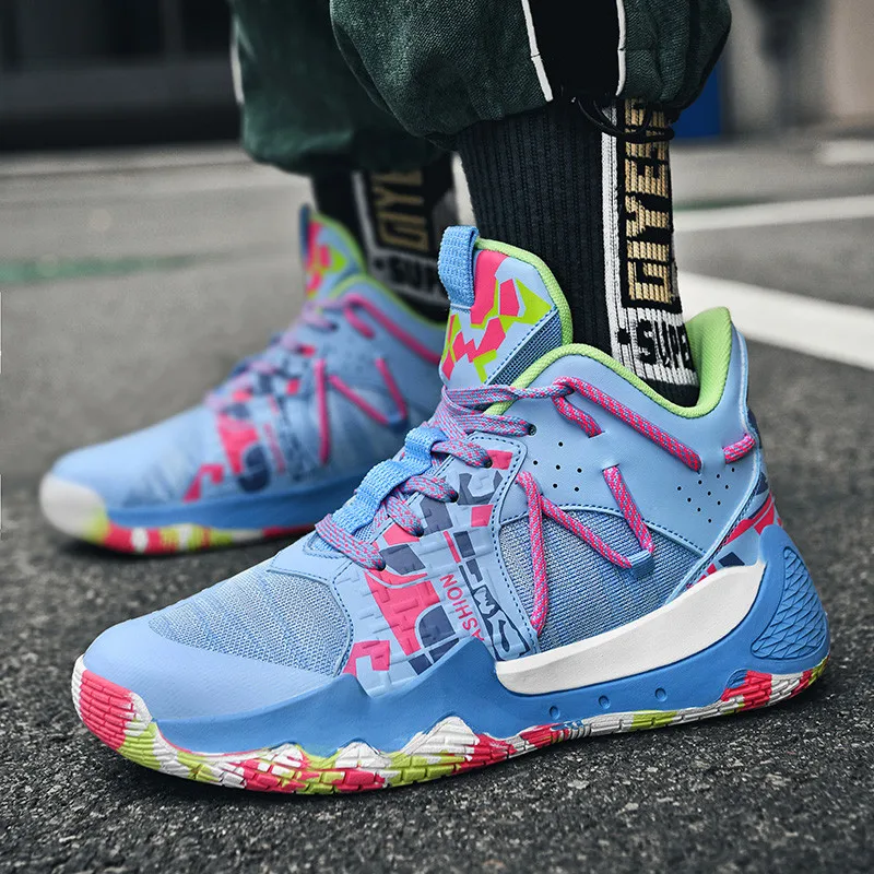 Fashion Streetwear Basketball Shoes Men Anti-skid High-Top Sneakers Men Breathable Couple Basketball Boots Man Athletic Shoes
