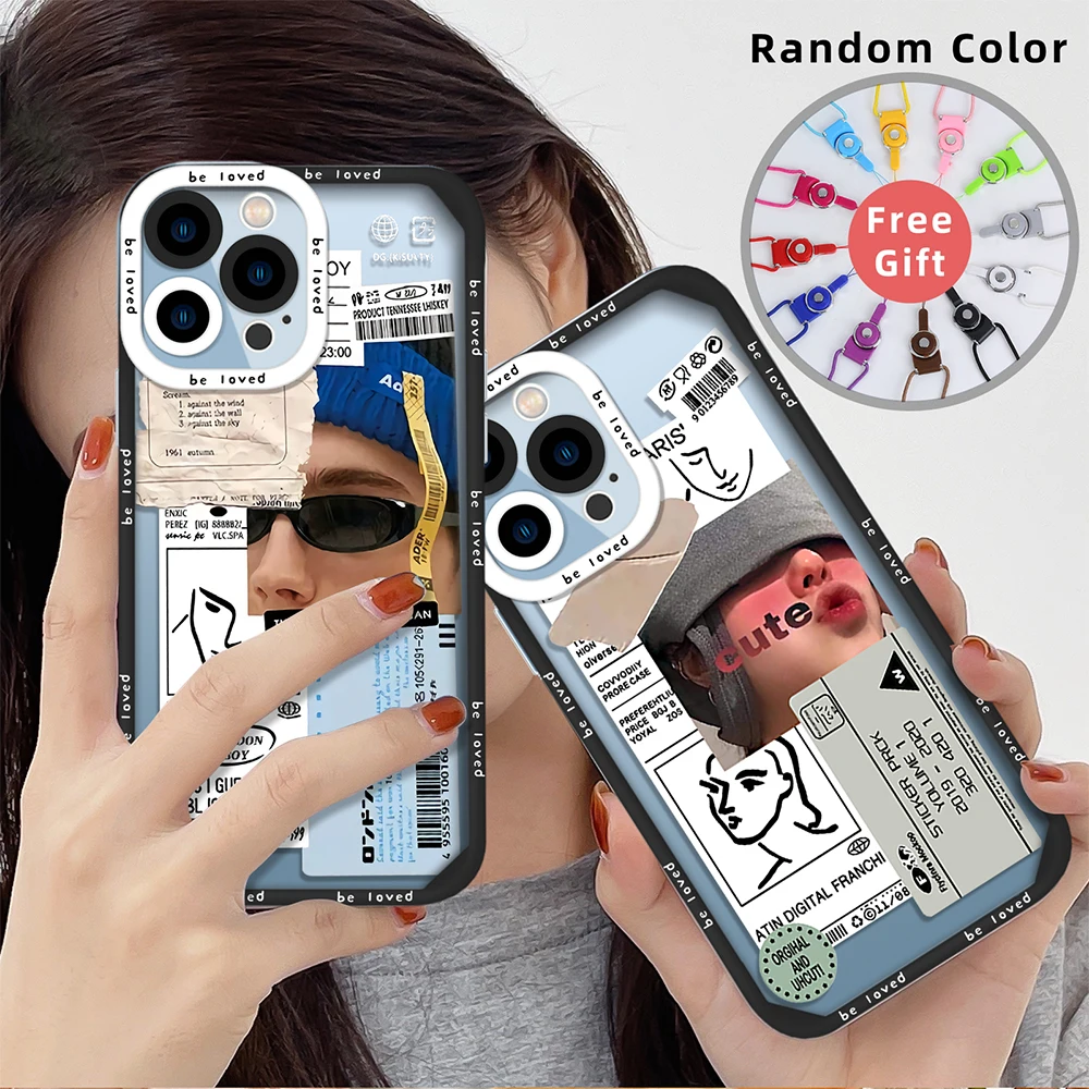 

Funny Retro Label Code Phone Case for iPhone 13 14 11 12 Pro Max Mini XS XR X 7 8 Plus Shockproof Back Cover Transparent Fundas