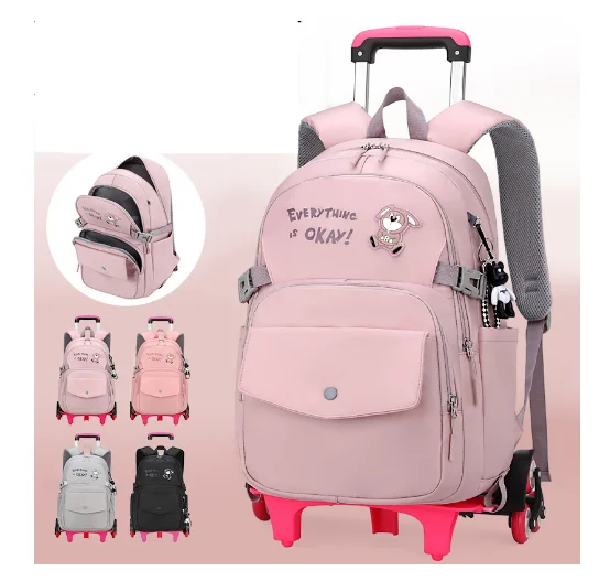 ZIRANYU Рюкзак-тележка для школы сумка для детей, школьная сумка с тележкой для девочек, детская сумка, школьный рюкзак на колесах