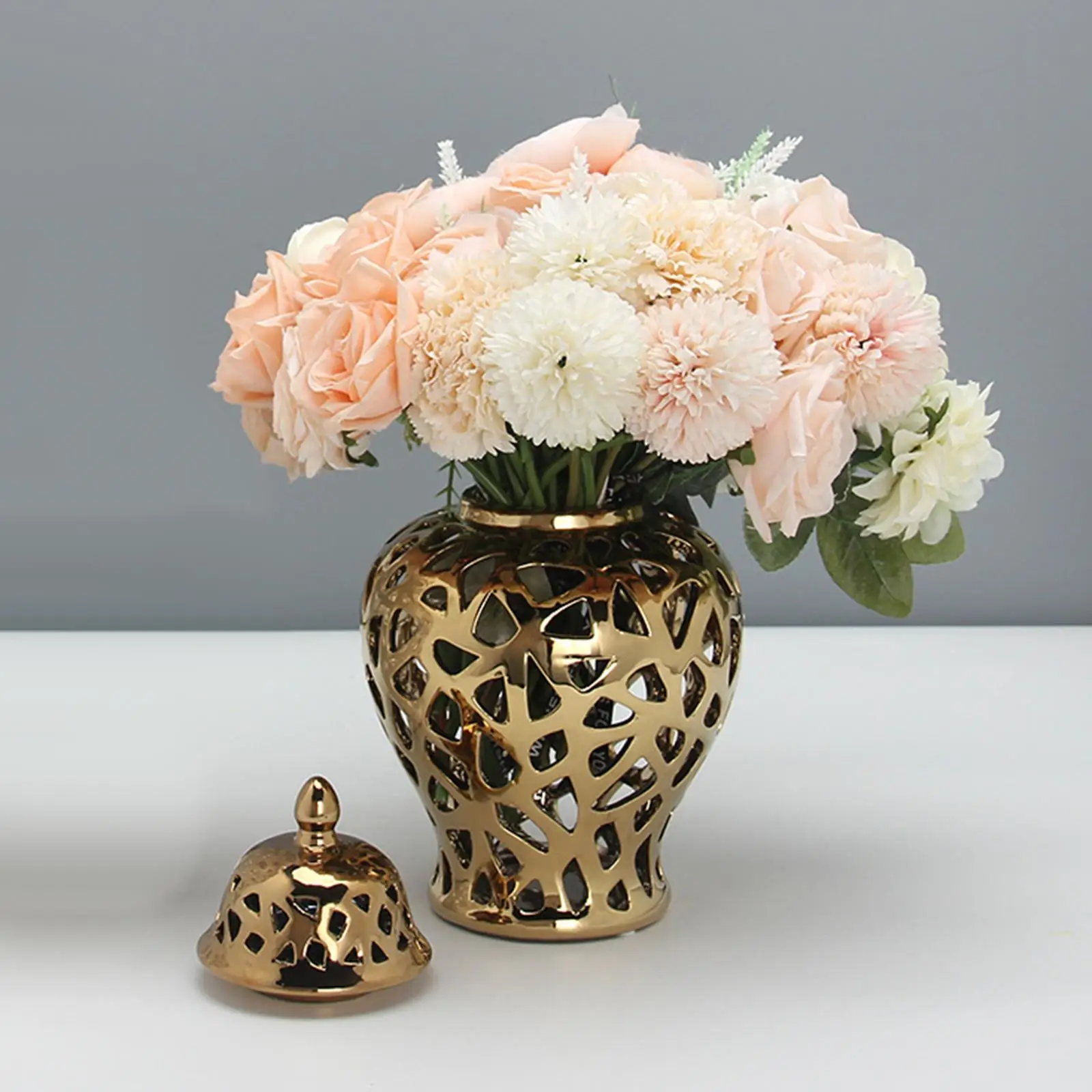

Traditional Ceramic Ginger Jar Flower Table Centerpiece Porcelain Jar