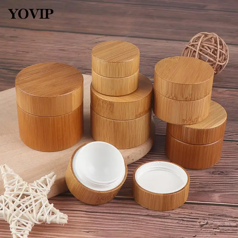 

5g 10g 15g 20g 30g 50g Bamboo Bottle Cream Jar Nail Art Mask Cream Refillable Empty Cosmetic Makeup Container Bottle Storage Box