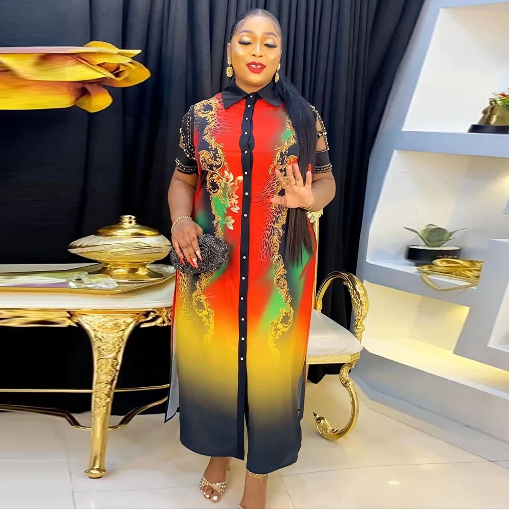 

African Traditional Dashiki Print Party Dresses For Women Plus Size Turkey Boubou Robe Africaine Femme Dubai Nigeria Clothes