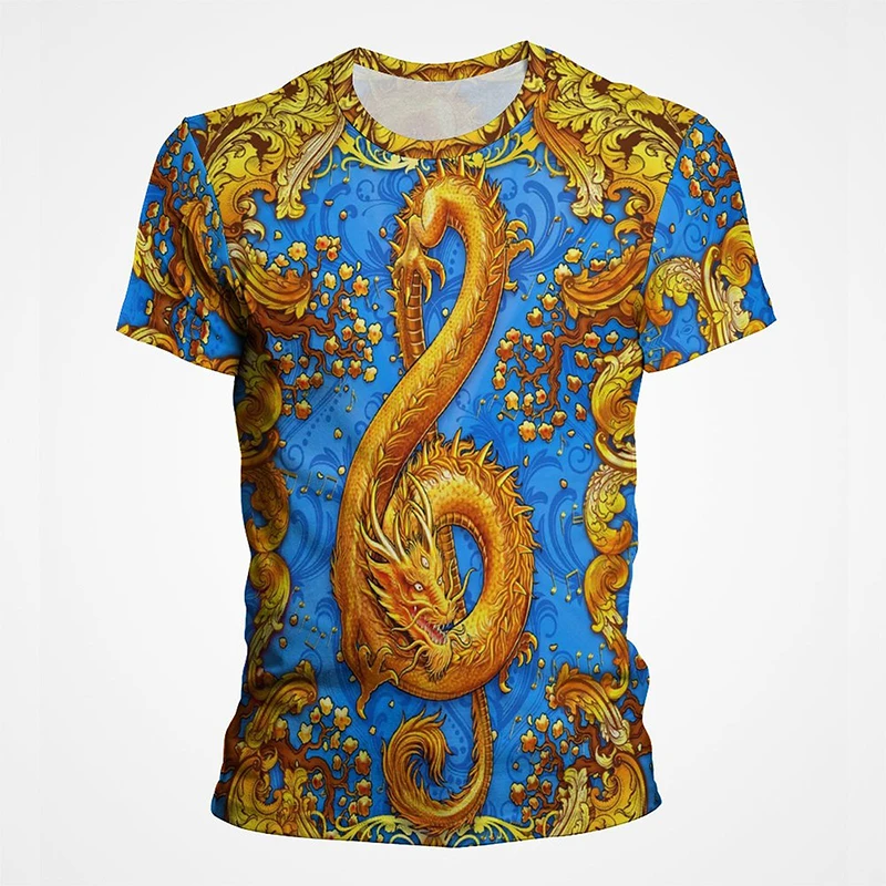 

Funny Music Symbol Dragon Graphic Pop Men T Shirts 3D Symbol Dragon Printed Short Sleeves Vintage Fashion Cool Clothes For Women