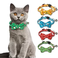 christmas adjustable cat dog collar bell polyester female male cat pet bow tie cat dog grooming accessories supplies christmas