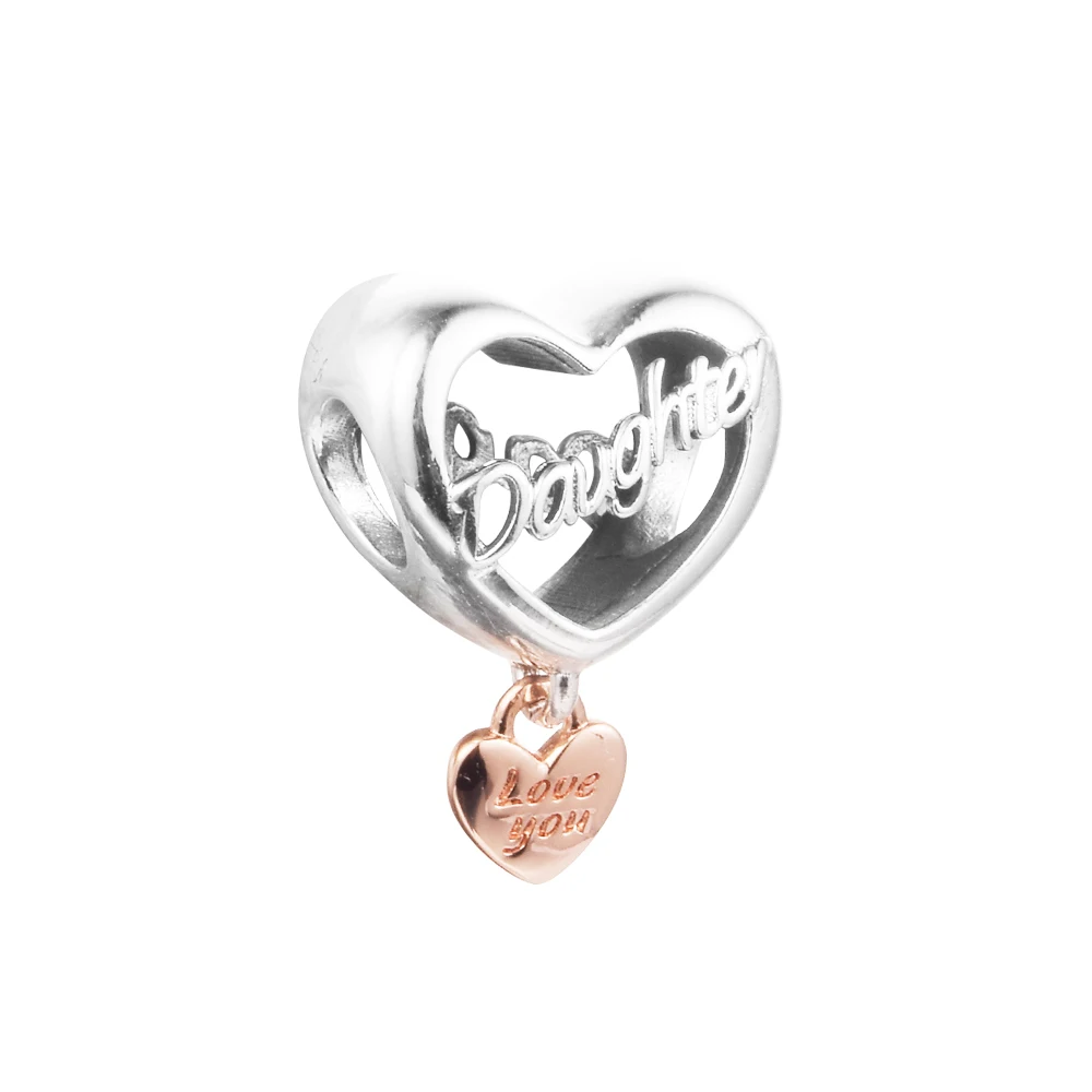 

DIY Fits for CKK Charms Bracelets Love You Daughter Heart Beads 100% 925 Sterling-Silver-Jewelry Free Shipping