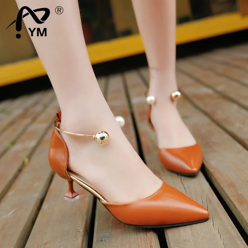 

New Pearl Low Pumps Summer Pointed Shoes Party Low Heel Shoes Woman Sexy Black Pink Heels White Bridal Shoes