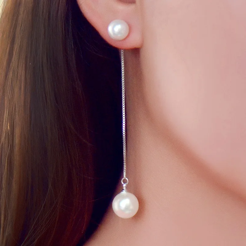 

DIWENFU Solid 925 Sterling Silver Tassel Pearl Earring for Women Aros Mujer Oreja Silver 925 Jewelry Freshwater Pearls Orecchini