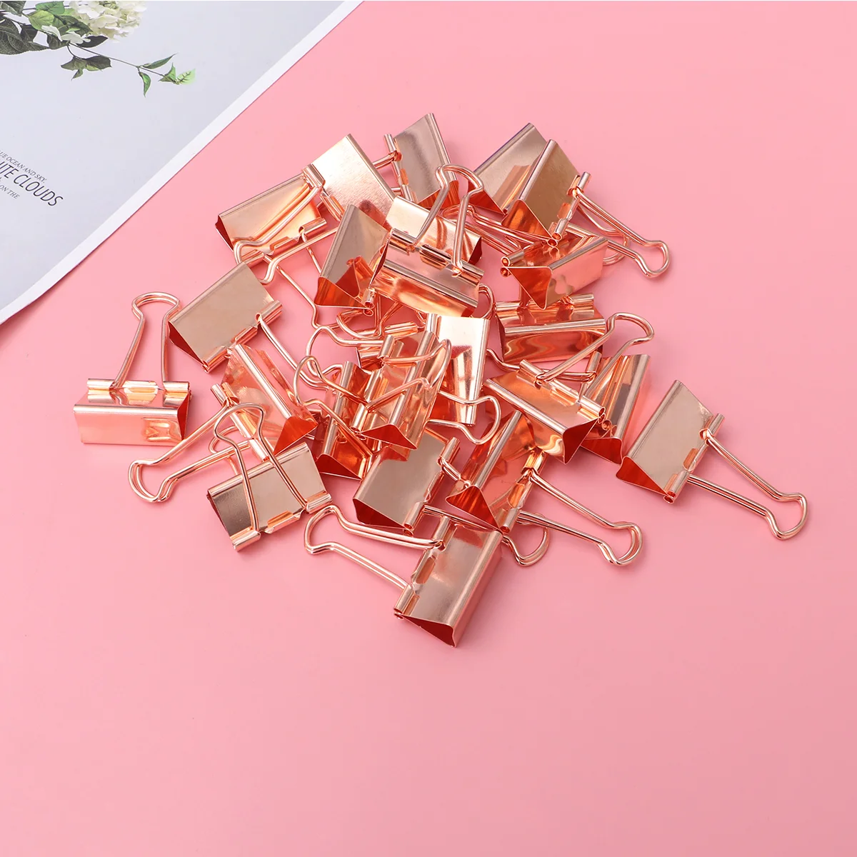 

24pcs Binder Clips 32mm Multipurpose File Paper Clip for Home School Office (Rose Gold) Clamps