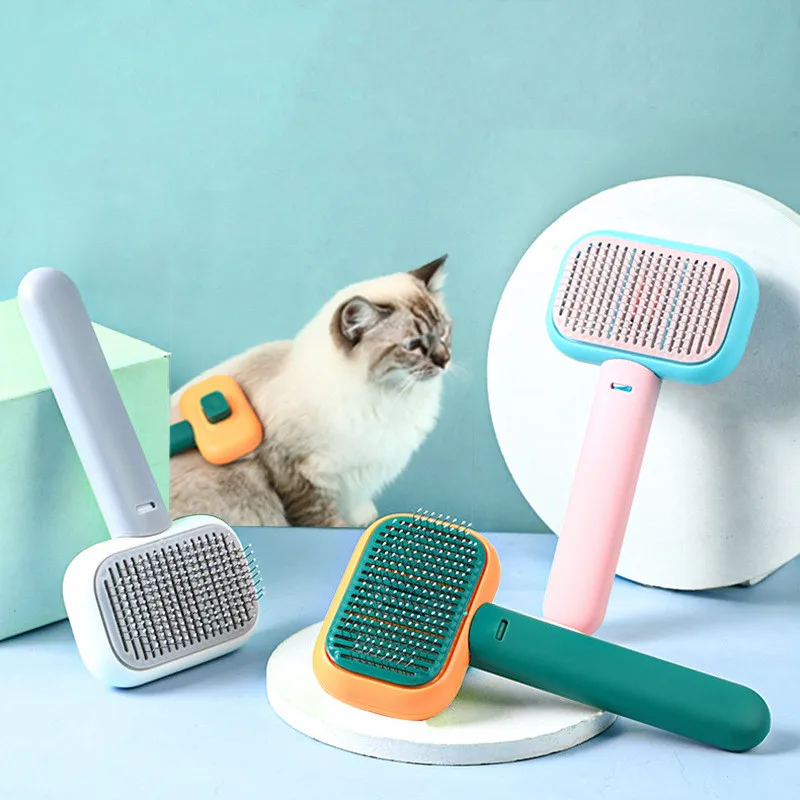 

Pet Stainless Steel Needle Comb Cat Brush Portable Dog Supplies Combing Knotting Cleaner Massage One Key Tangled Accessories