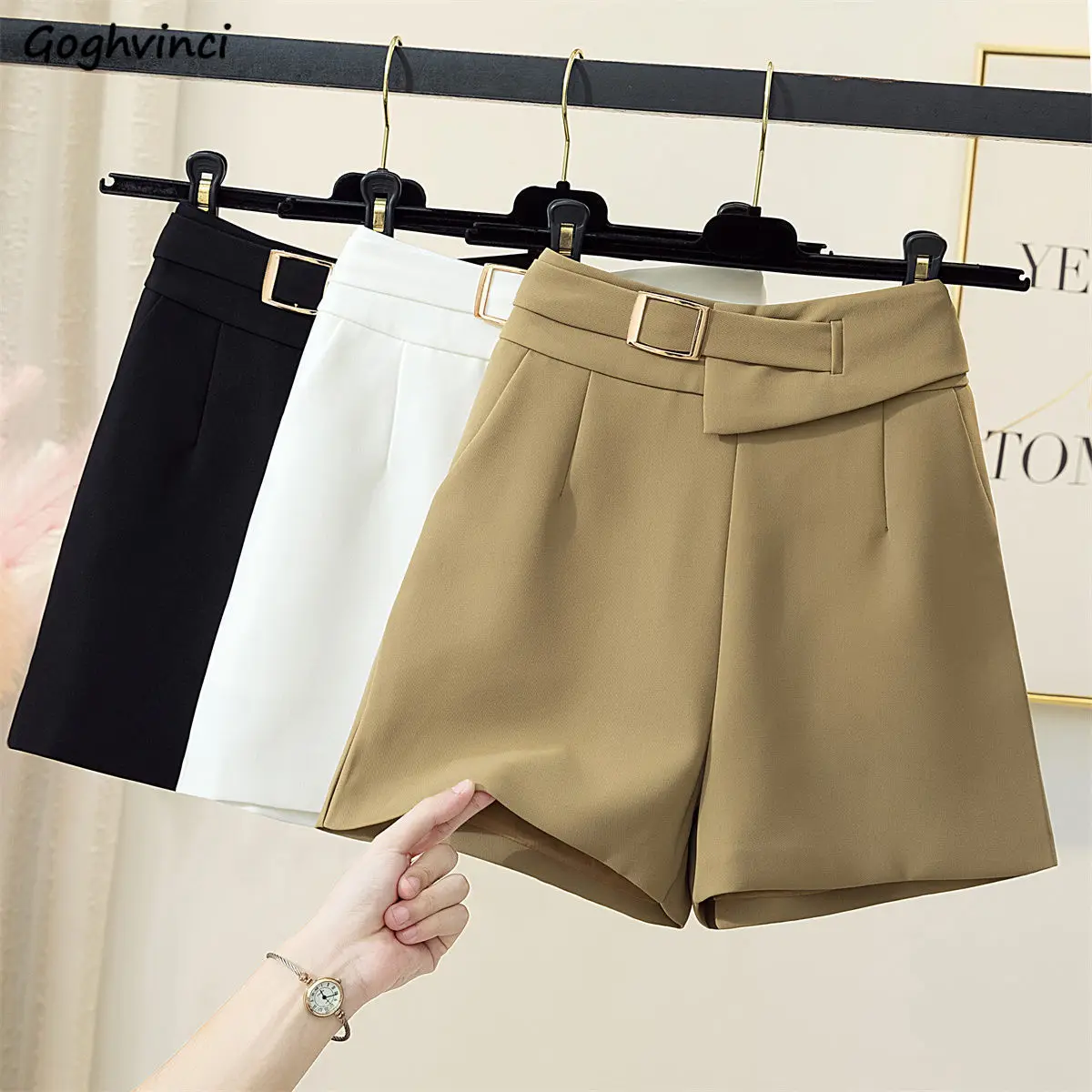 

Wide Leg Shorts Women High Waist A-line Summer Casual Solid Young Lady Fashion New Design Pocket All-match Daily Female Popular