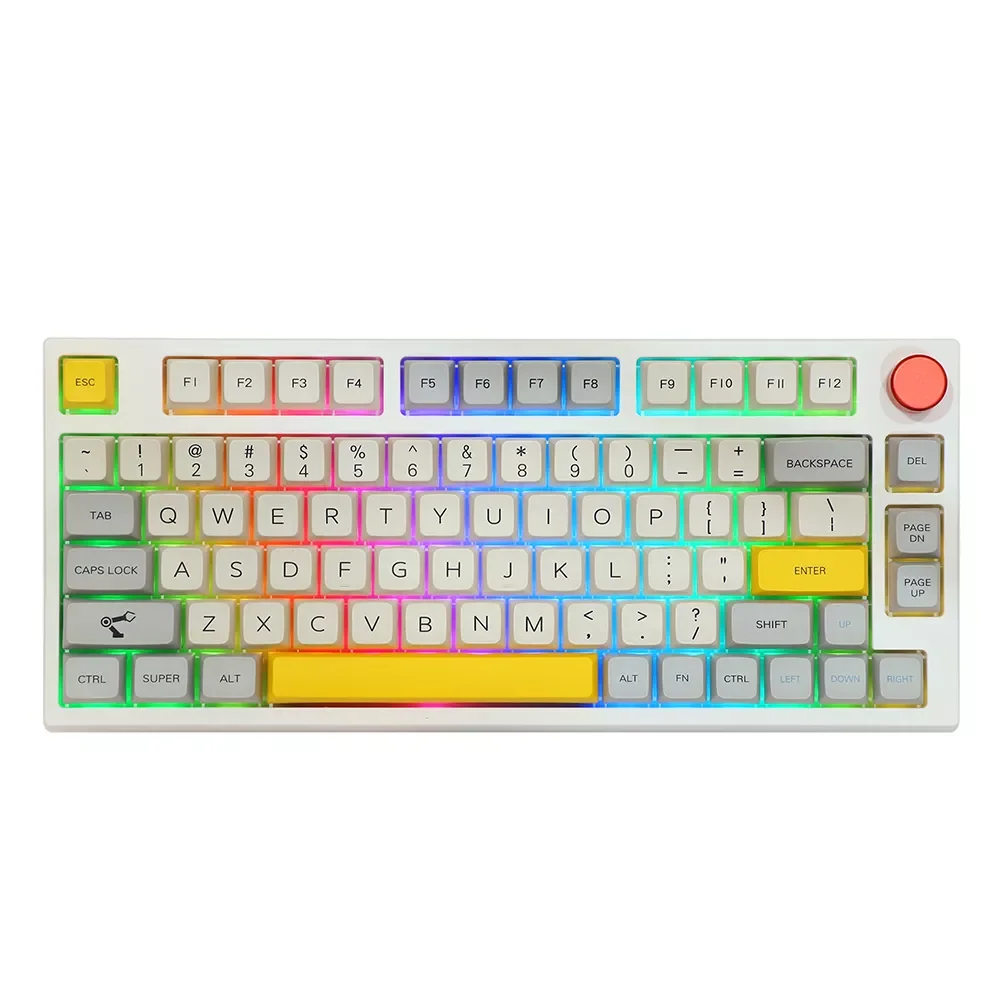 

Theory TH80 75% Hot Swappable RGB 2.4Ghz/Bluetooth 5.0/Wired Mechanical Gaming Keyboard MDA PBT Keycaps Knob Control