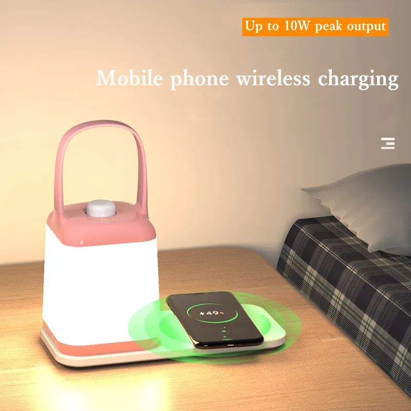 Smart Bedside Lamp Mobile Phone Wireless Charging Creative Table Lamp Night Nursing and Eye Protection Portable Led Night Light