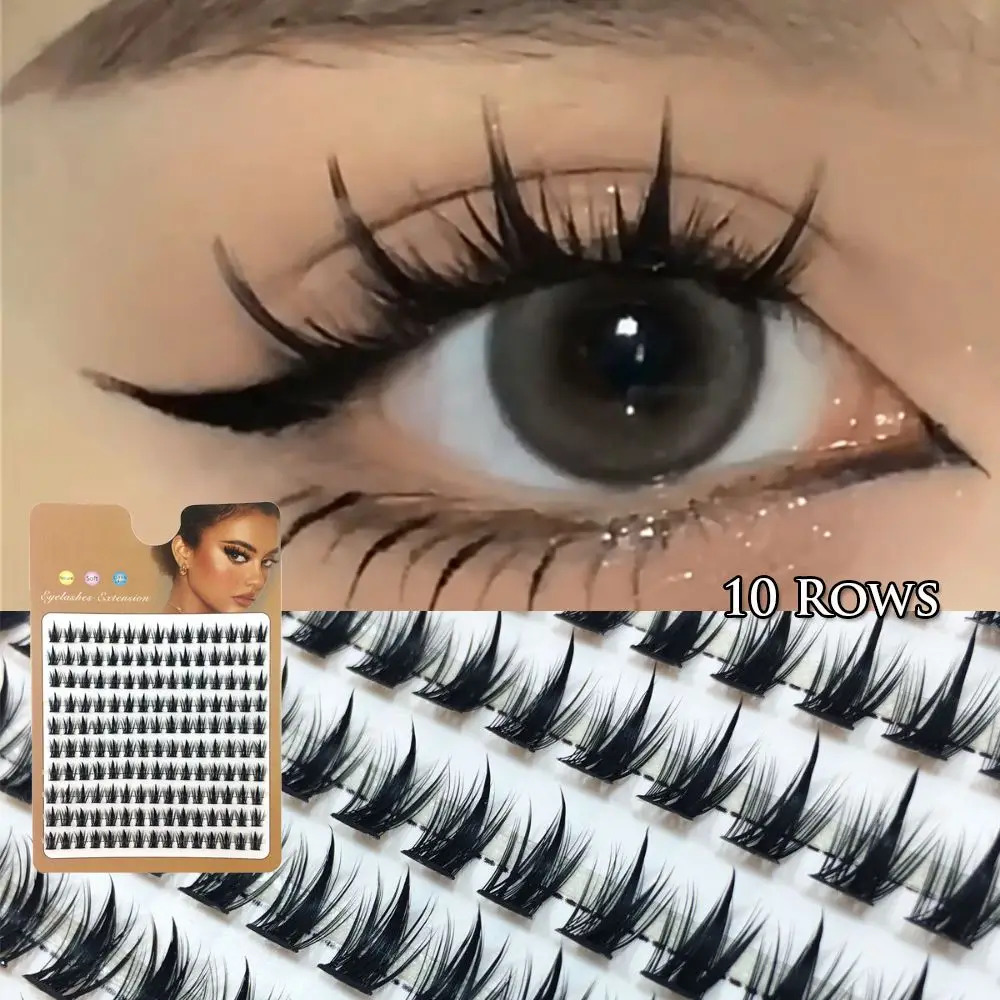 

10 Rows DIY Dramatic D Curl Segment Lashes Individual Eyelashes Cluster Thick 3D