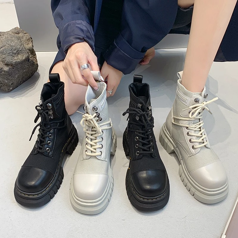 Boots Woman 2023 New Ladies Casual Stretch Fabric Socks Boots Fashion Cross-tied Women Shoes Platform Boots Gothic Women Fall