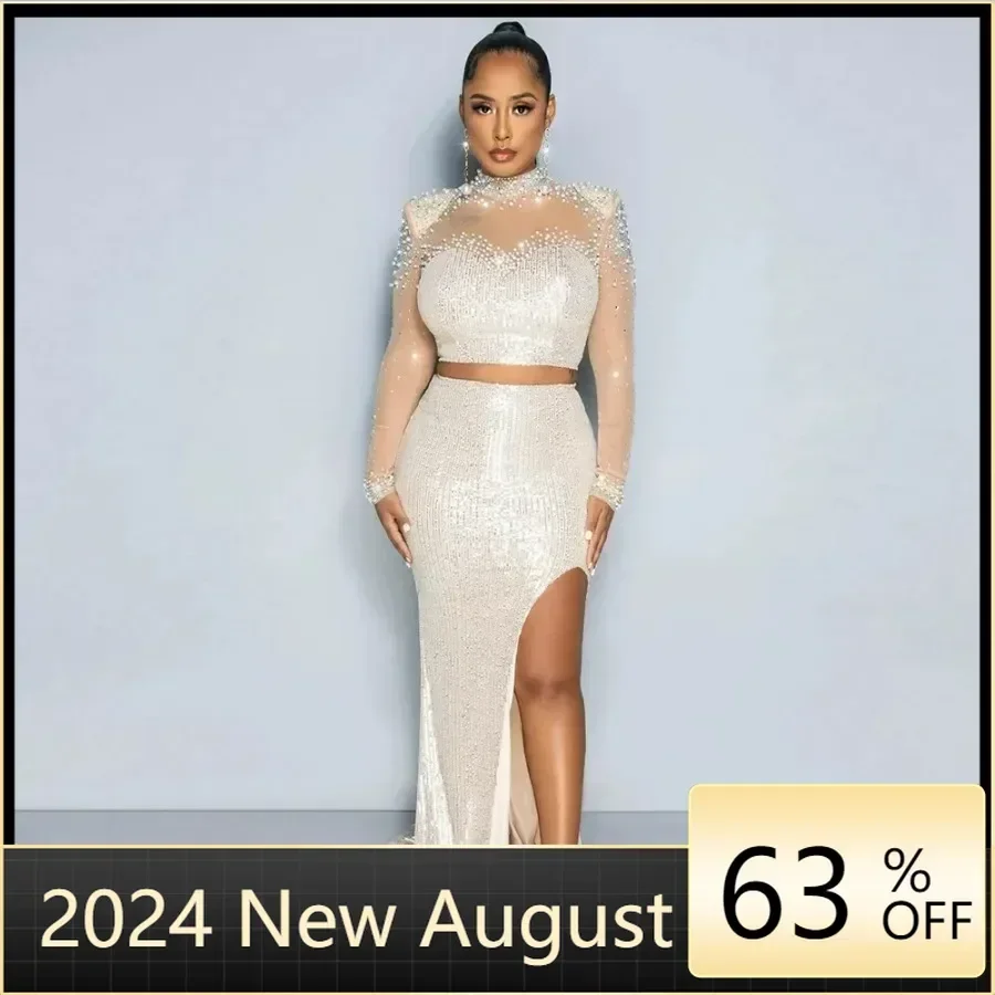 Роскошный комплект вечернего платья с блестками и бриллиантами укороченные топы