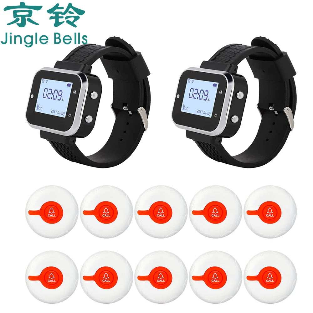Jingle Bells Wireless Calling System CTW06 Watch Receiver Waterproof Emergency Button Clinic Hospital Transmitter Waiter Pager