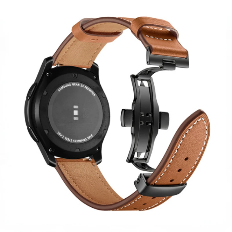 

22mm/20mm Leather strap For Samsung Galaxy Watch 3/Active 2/Huawei watch 3 Fashion smart replacement strap for Amazfit GTR 47mm