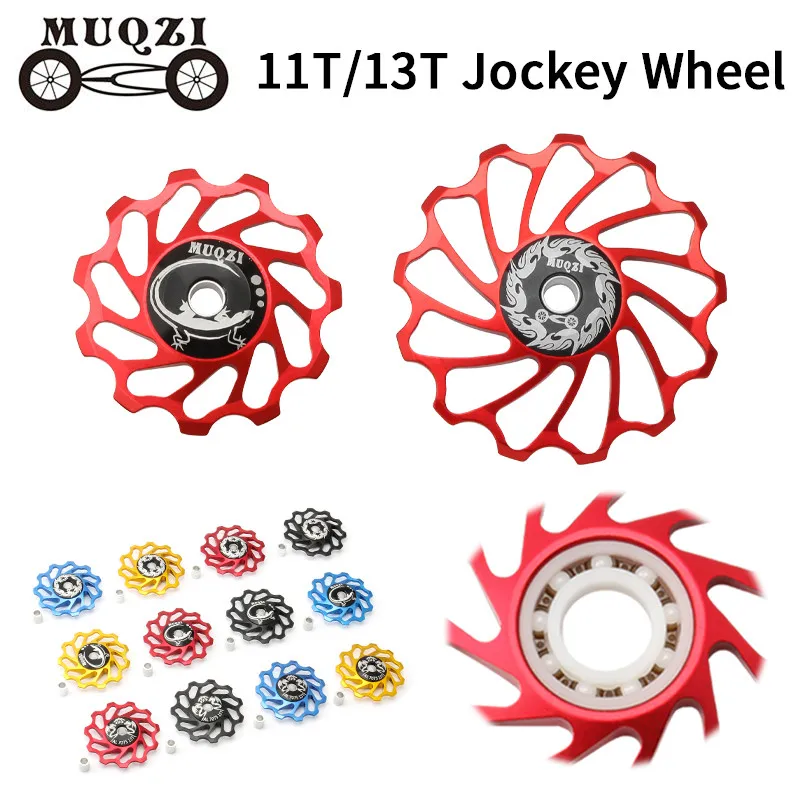 

MUQZI Ceramic Bearing Jockey Wheel 11T 13T Rear Derailleur Guide Roller MTB Road Bicycle Pulley 7075 Aluminum Alloy Idler Parts