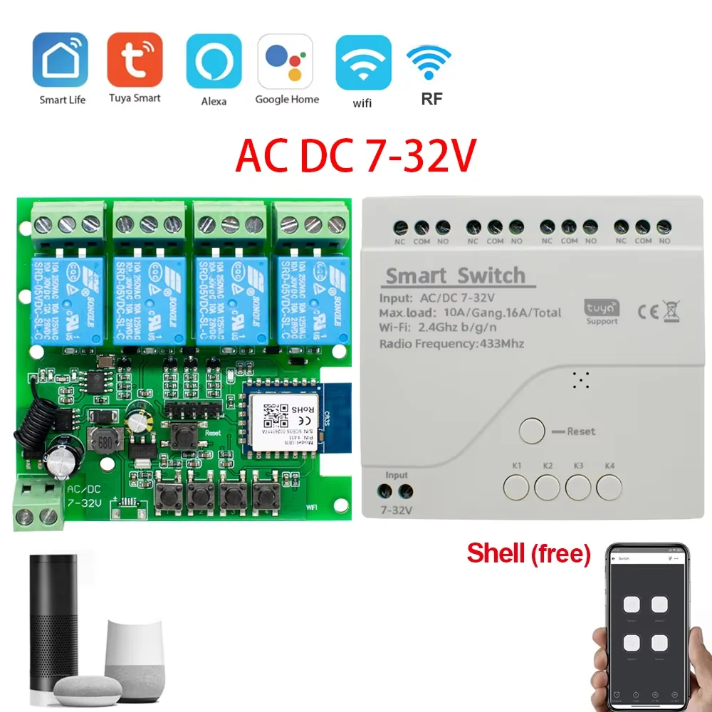 Scimagic-RC Умный переключатель 4-канальный Wi-Fi