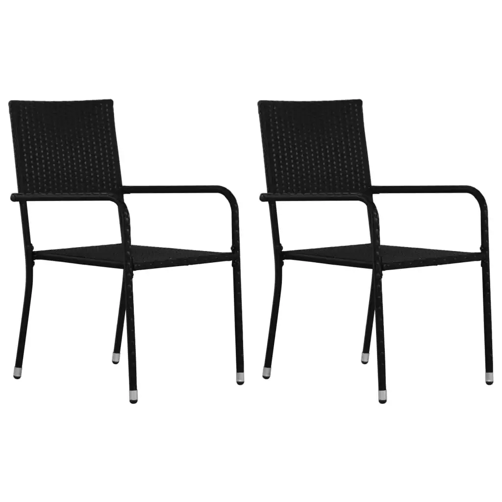 

Garden Dining Chair of 2, Poly Rattan Outdoor Seat Chair, Patio Furniture Black 51 x 60 x 87 cm