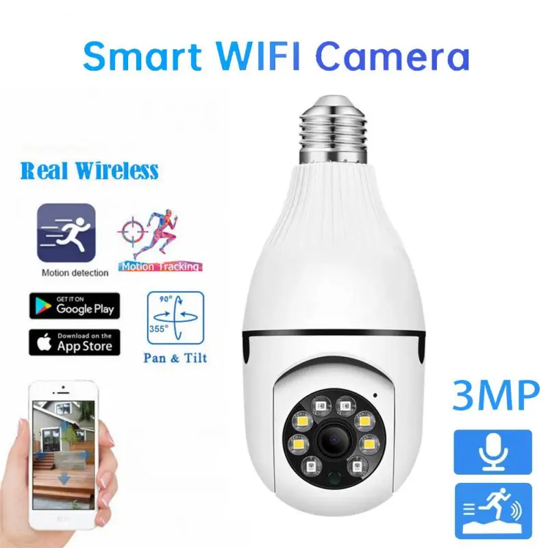 

1080P Full HD 3MP E27 Bulb Wifi IP Camera Wireless Night Vision Two Way Audio Baby Monitor Home Security Protection CCTV Camera