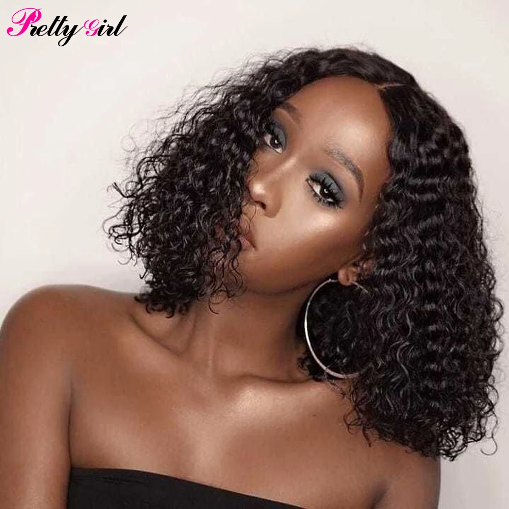 Brazilian Deep Wave Human Hair Bob Lace Front Wigs For Women Remy Hair Short Deep Curly Wave Bob Lace Wig PrePlucked Baby Hair
